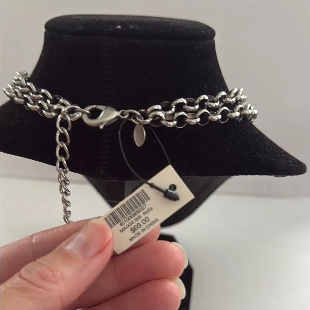 NWT Chico’s Elegant Silver and Pink Beaded Necklace